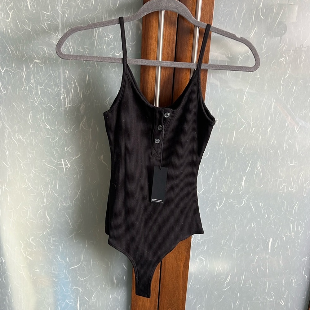 Black button bodysuit